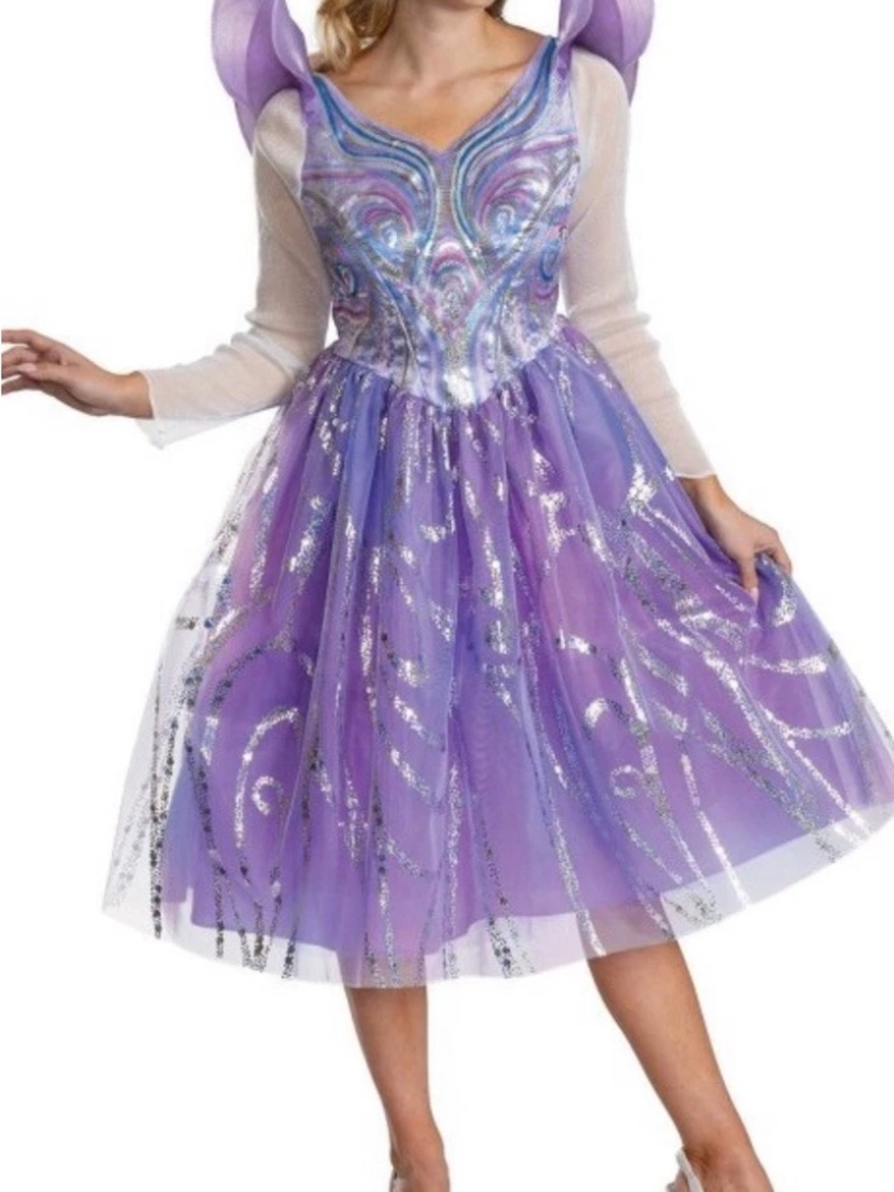 Wicked GILINDA Halloween Costume Lavender Silver Sparkle Tulle Dress Sz Large